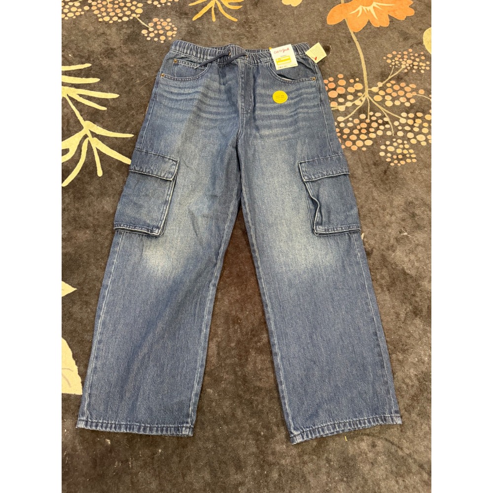 Cat & Jack Boys Baggy Cargo Jeans Medium Wash Blue Size 14 Husky NWT